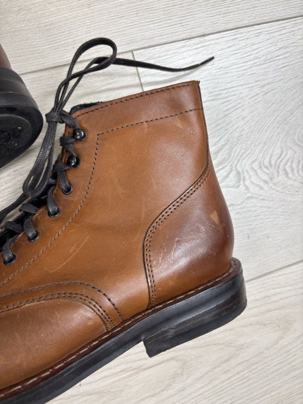 Thursday Boot Company Men's Captain Leather Lace-Up Boots in Brandy - Picture 5 of 11